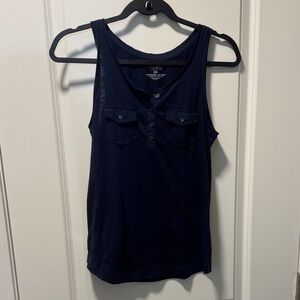 Elegant Navy Buttoned Tank Top